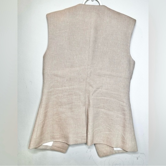 NWOT Veronica Beard Tamara Linen Blend Vest Sandalwood Melange Size 0/XS - Picture 8 of 12